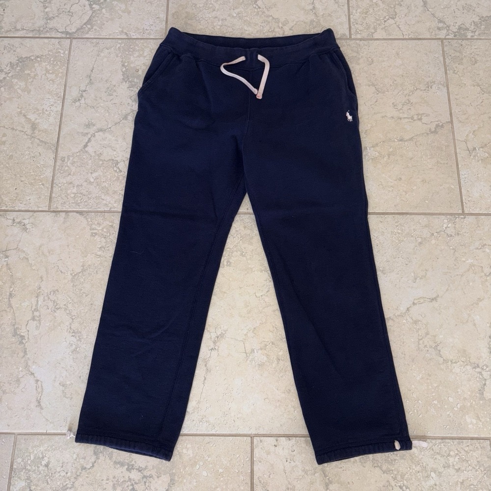 Polo Ralph Lauren Joggers Mens Large Blue Navy Fleece Sweatpants Stains Spots
